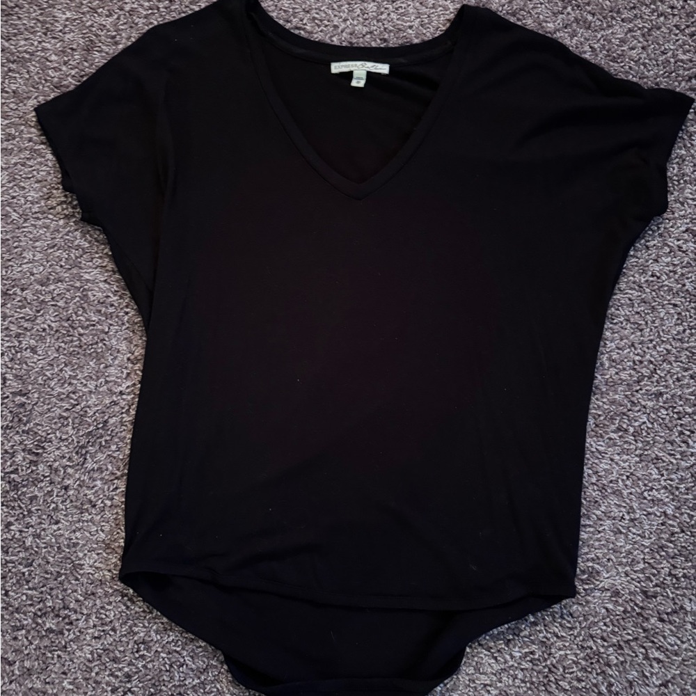 Express Black Short Sleeve V-Neck Tee